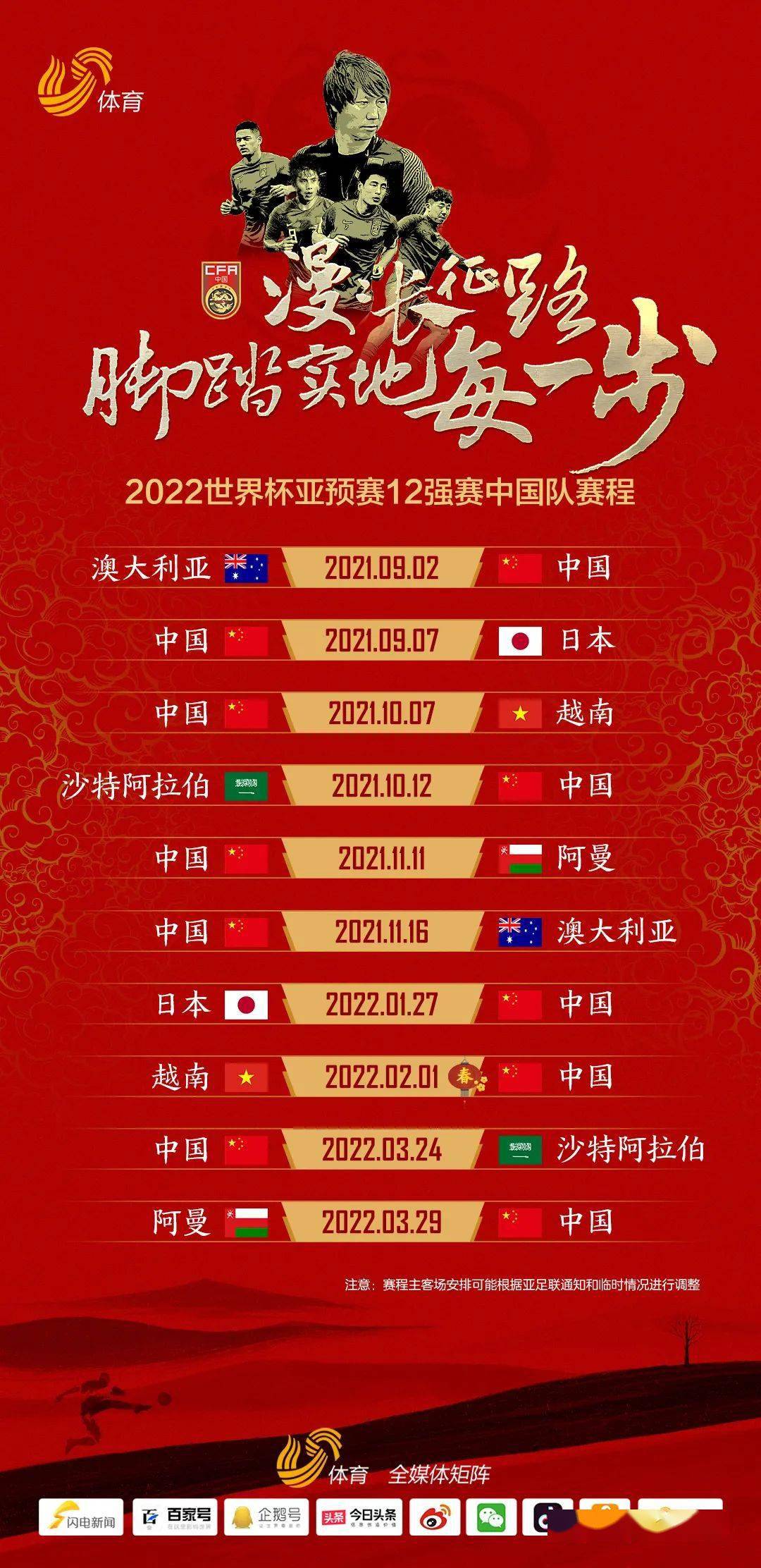 世界杯亚洲区12强赛程表与中国队，挑战与希望并存